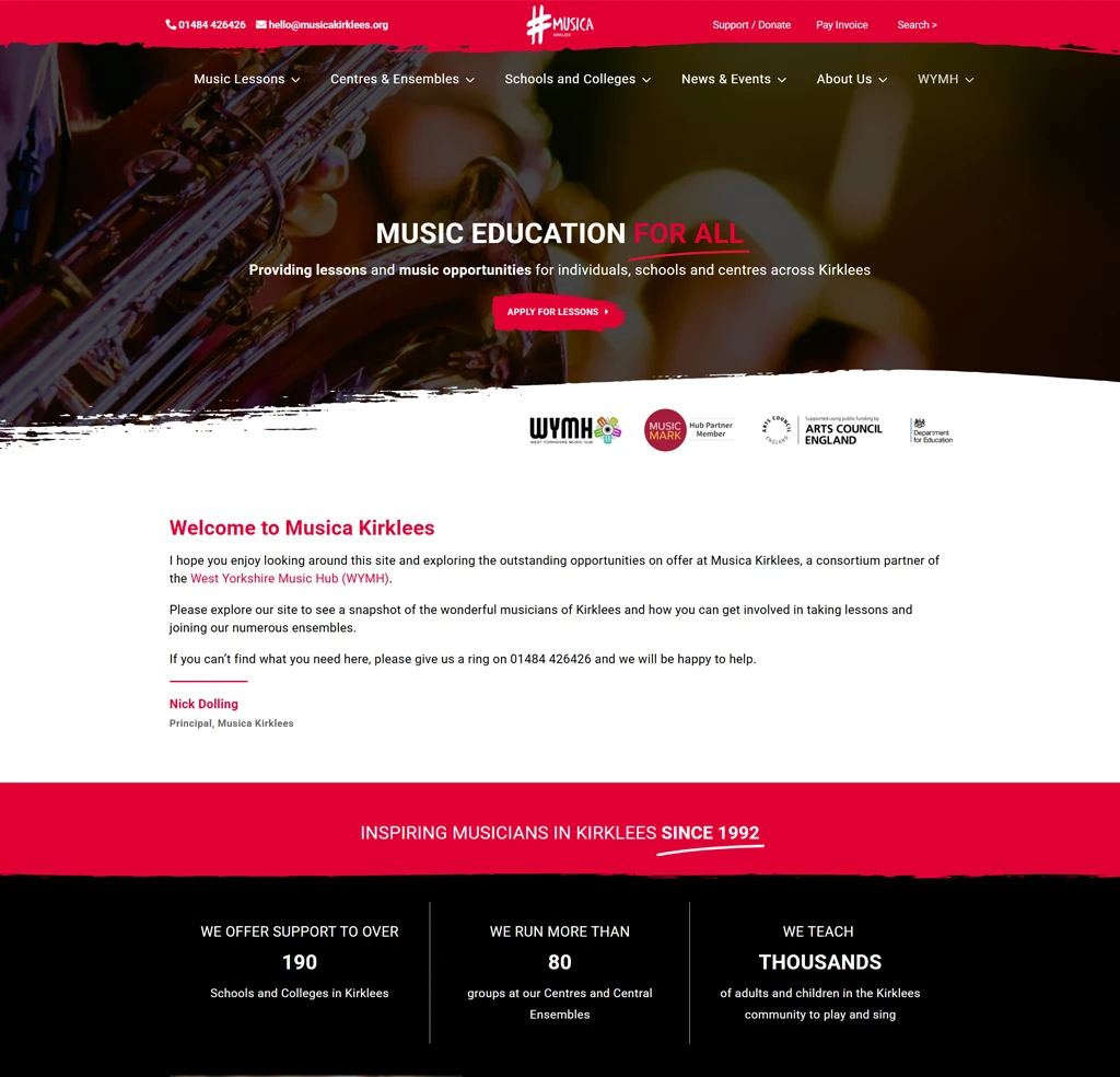 Musica Kirklees using Rapid CMS