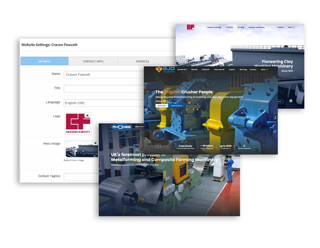 CMS multi-site configuration screen