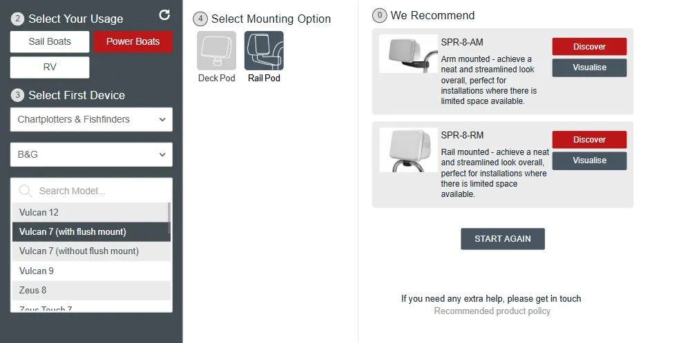 Product selection interface