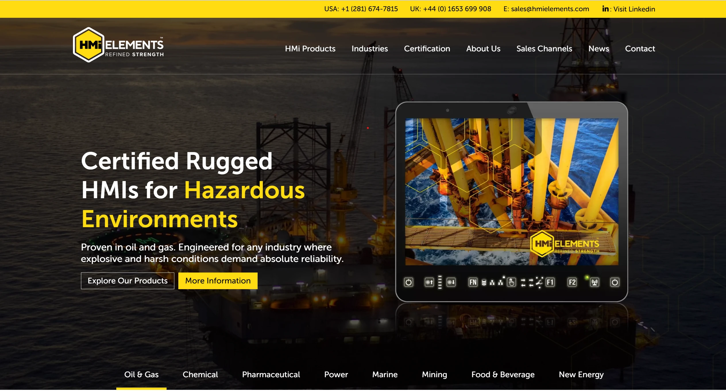 HMi Elements website homepage