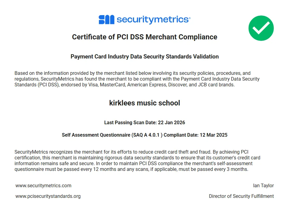 PCI compliance report showing zero failing vulnerabilities